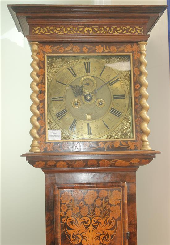 Joseph Windmills, London (1671-1702). A late 17th / early 18th century walnut and marquetry eight day longcase clock, 6ft 7in.